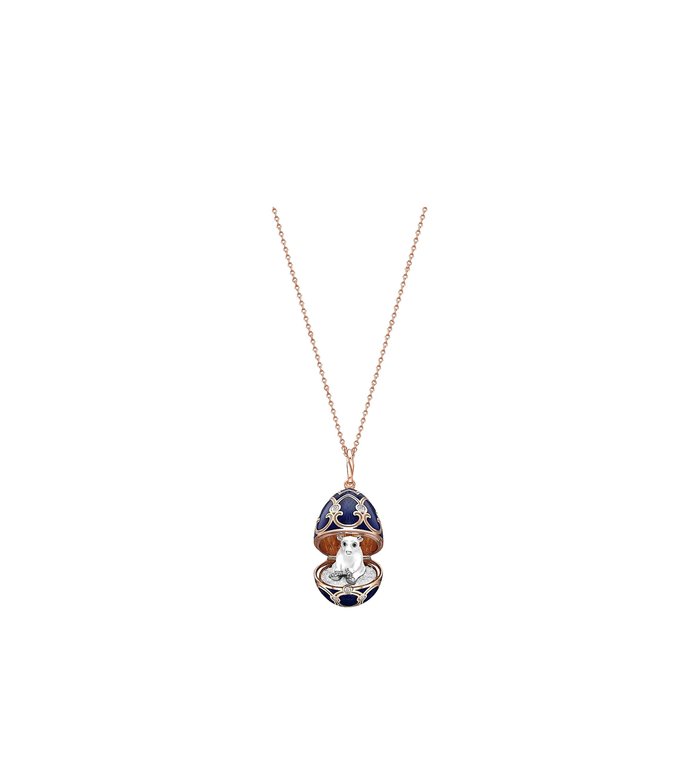 Яйцо Fabergé Heritage «Белый медведь» из розового золота, с бриллиантами и тёмно-синей гильошированной эмалью — 1540FP2982