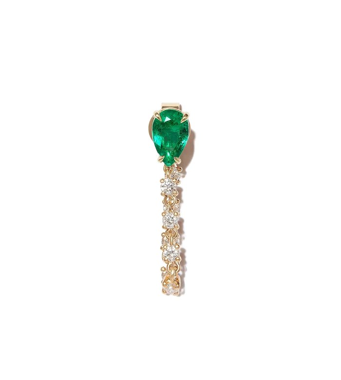 Серьга из желтого золота с изумрудом