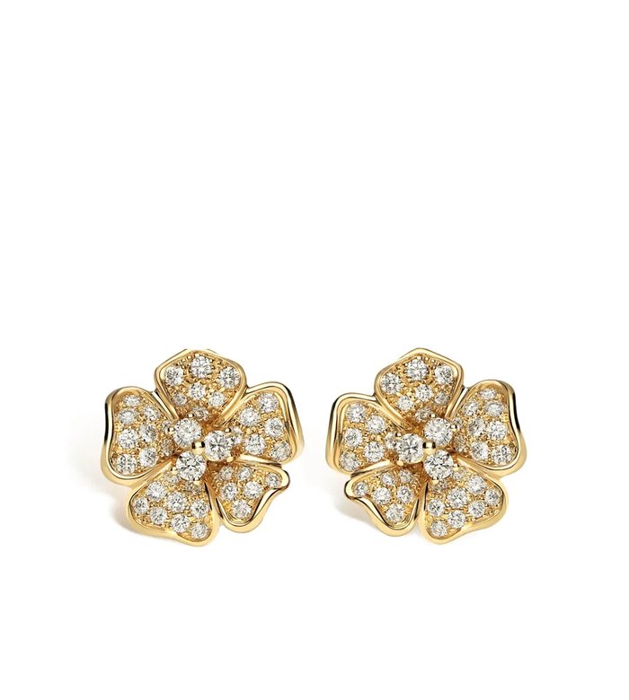 Серьги Flora из желтого золота с бриллиантами