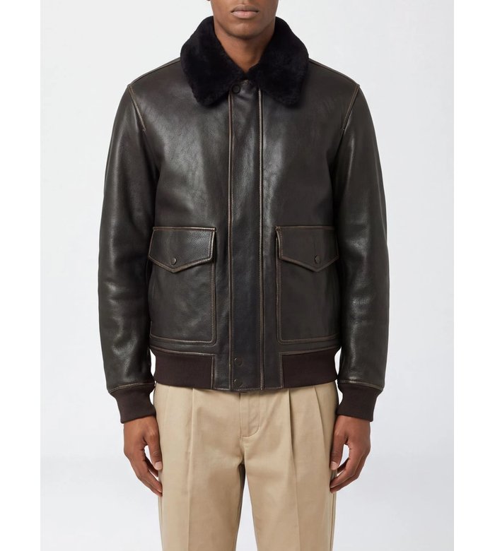 Кожаная куртка-бомбер Aviator Rag&Bone с классическим воротником