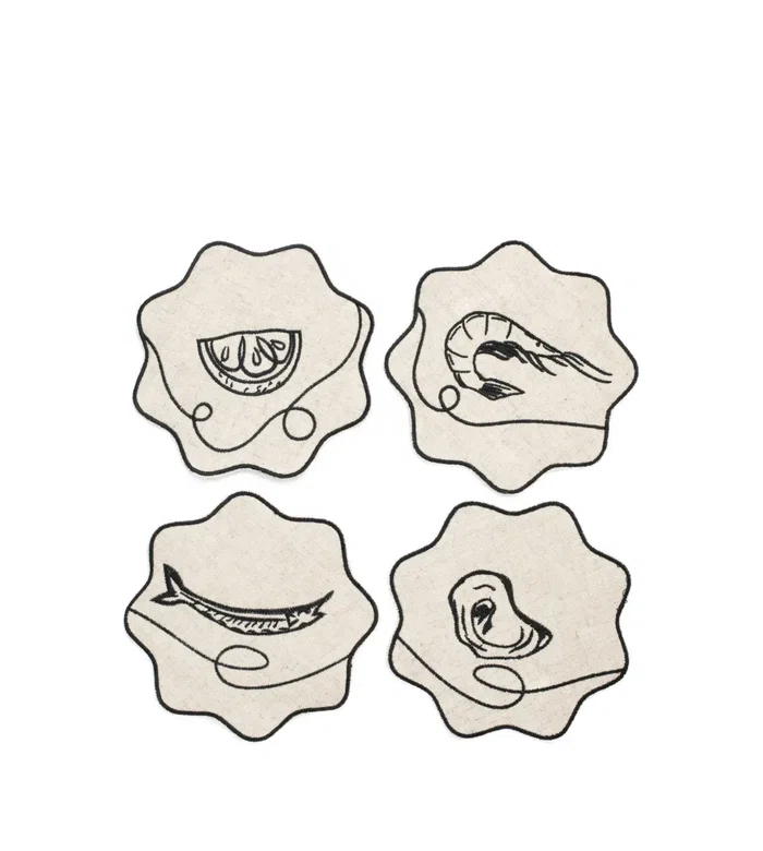 Набор Line Drawing из четырех льняных подставок