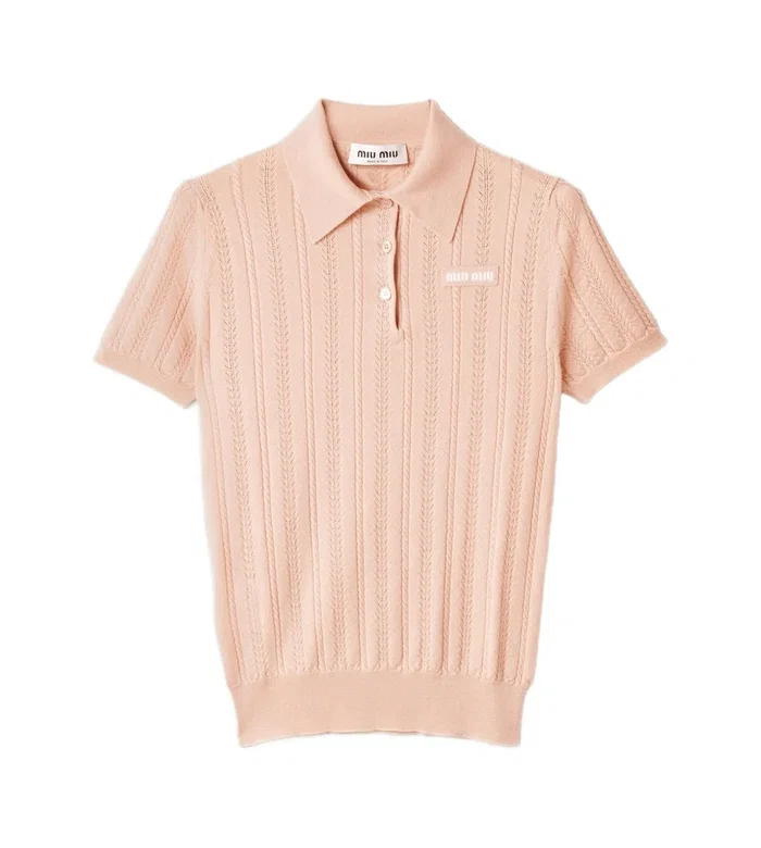 Ribbed-knit polo shirt