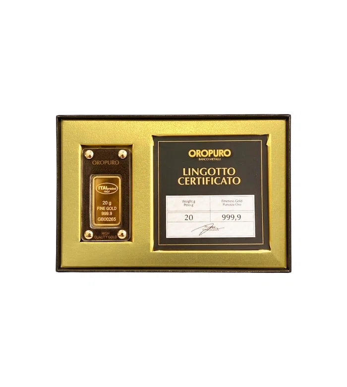 Блистер 1 слиток золота 999,9 пробы (24 карата) весом 20 гр. - LGR20