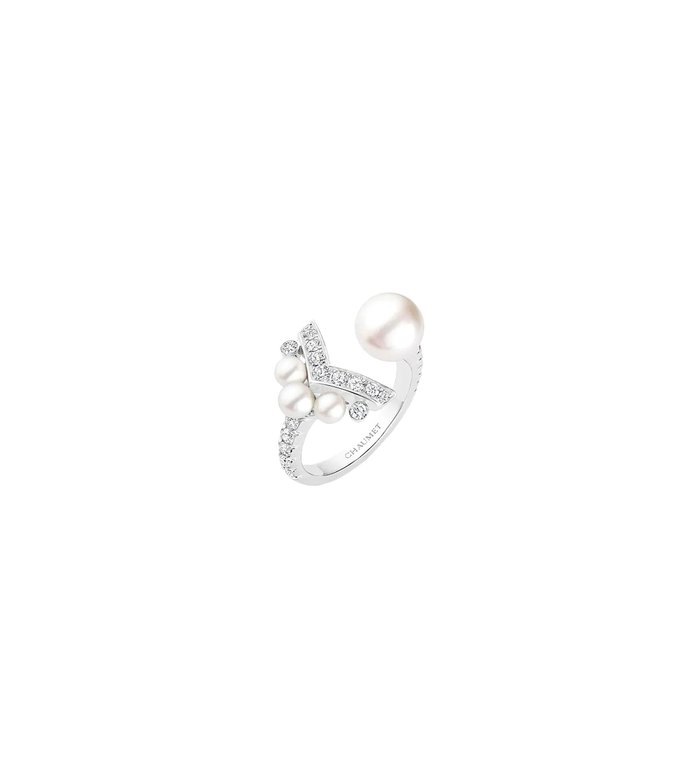 CHAUMET - кольцо JOSÉPHINE AIGRETTE из белого золота с бриллиантами и жемчугом - 085044 - 085044