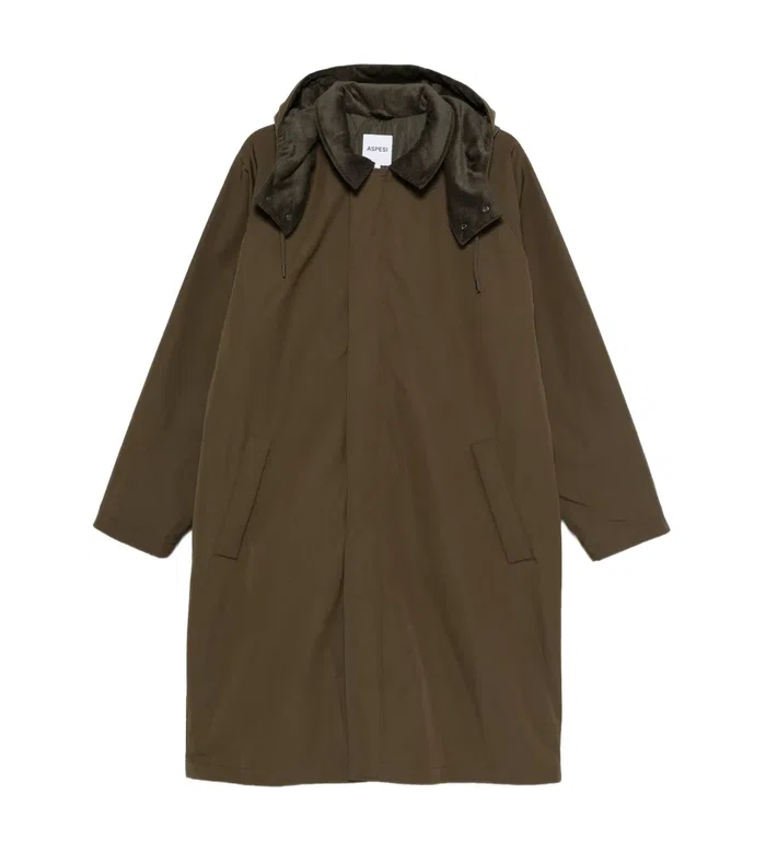 Пальто с капюшоном и вельветовой отделкой