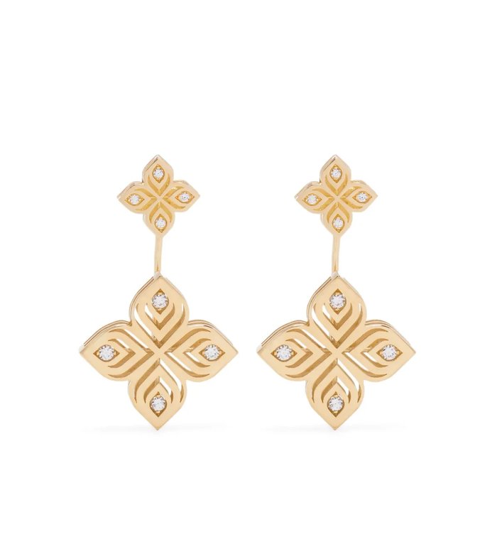 Серьги Arabesque Flower из желтого золота с бриллиантами