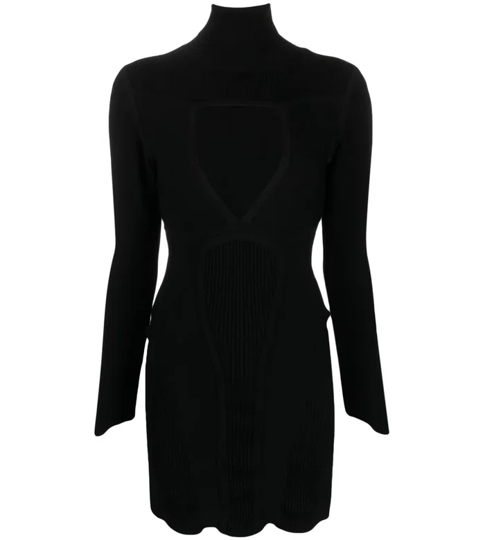 Roll-neck cut-out minidress