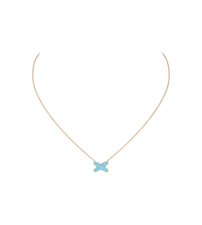CHAUMET - КОЛЬЕ JEUX DE LIENS ИЗ РОЗОВОГО ЗОЛОТА С БРИЛЛИАНТОМ И БИРЮЗОЙ - 082932