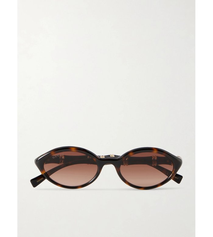 Круглые ацетатные солнцезащитные очки с бамбуковыми дужками GUCCI EYEWEAR