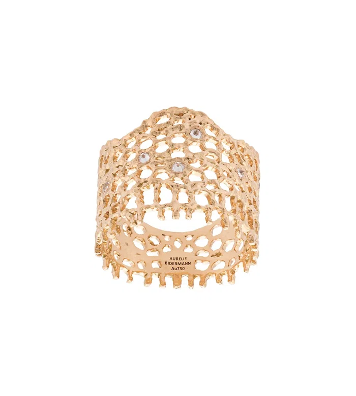 18kt yellow gold & diamond lace ring