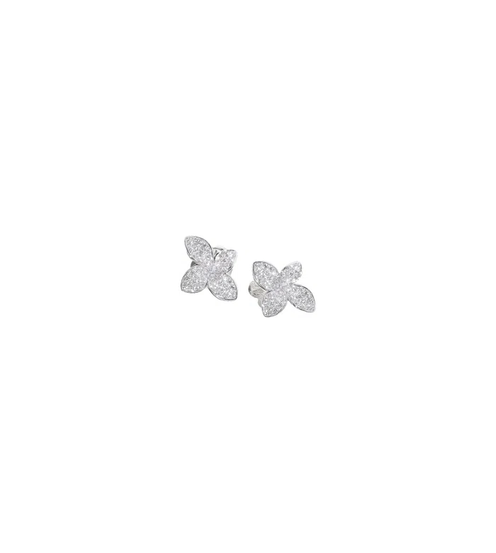 Серьги Petit Garden из белого золота с бриллиантами, маленький цветок - 15384B - 15384B