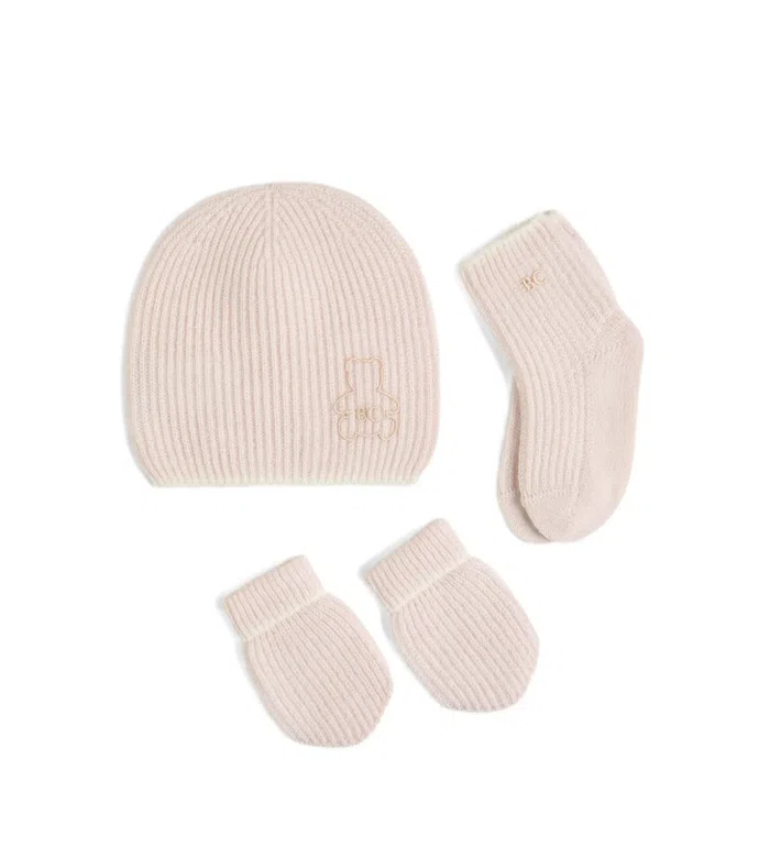 Комплект из кашемировой шапочки, перчаток и носков в английскую резинку Baby Bernie