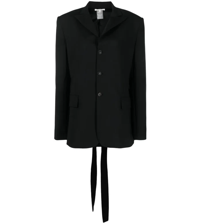 Strap-detail single-breasted blazer