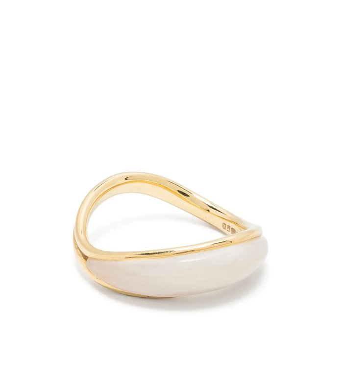 18kt yellow gold Stream Wave mother-of-pearl ring