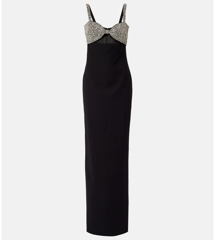 Lux embellished crêpe gown